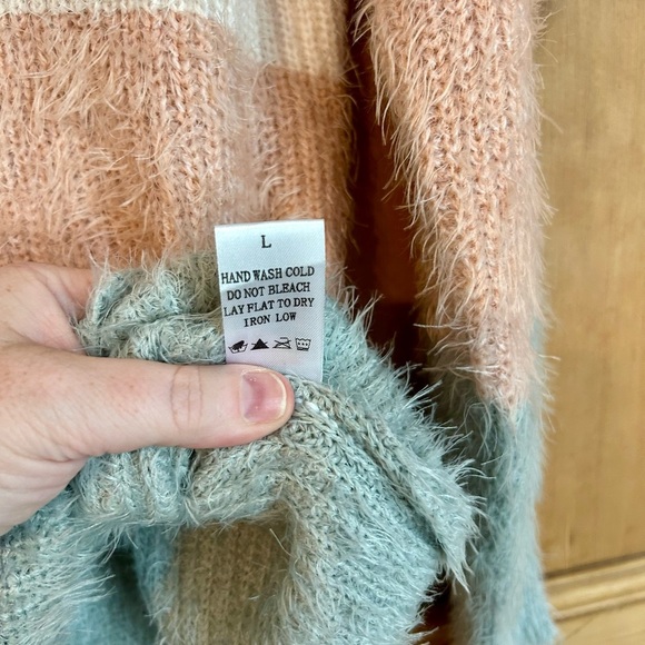 (Bundle 2 for $20) ADORA Women's V-Neck Sweater - Cream, Pink and Gray - Picture 3 of 3